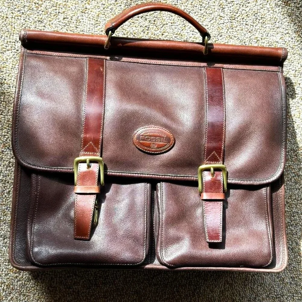 Fossil Brown Leather Briefcase